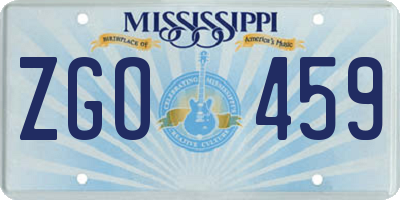 MS license plate ZGO459