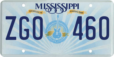 MS license plate ZGO460