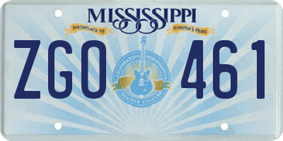 MS license plate ZGO461