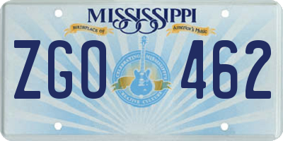MS license plate ZGO462