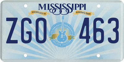 MS license plate ZGO463