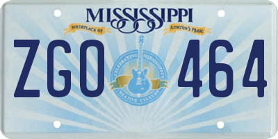 MS license plate ZGO464