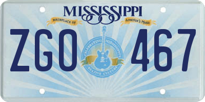 MS license plate ZGO467
