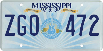 MS license plate ZGO472