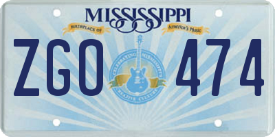 MS license plate ZGO474