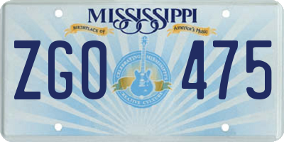 MS license plate ZGO475