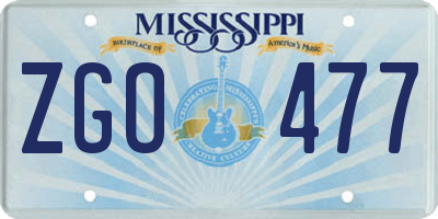 MS license plate ZGO477