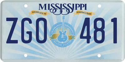 MS license plate ZGO481
