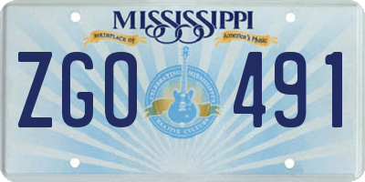 MS license plate ZGO491