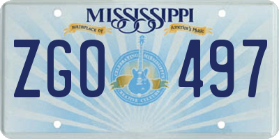 MS license plate ZGO497