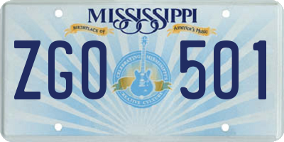 MS license plate ZGO501