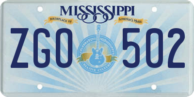 MS license plate ZGO502