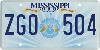 MS license plate ZGO504