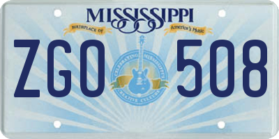 MS license plate ZGO508