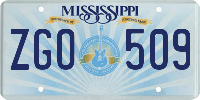 MS license plate ZGO509
