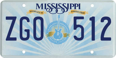 MS license plate ZGO512