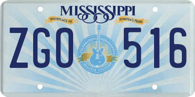 MS license plate ZGO516