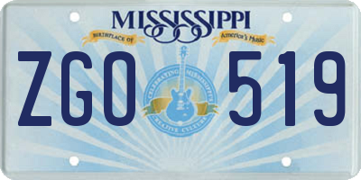 MS license plate ZGO519
