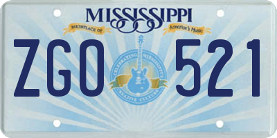 MS license plate ZGO521