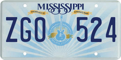 MS license plate ZGO524