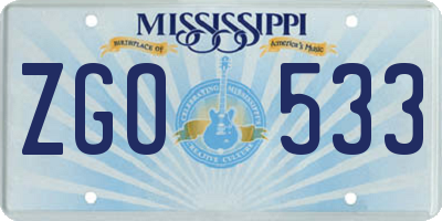 MS license plate ZGO533