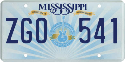 MS license plate ZGO541