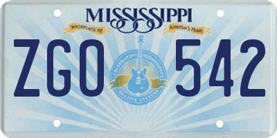 MS license plate ZGO542