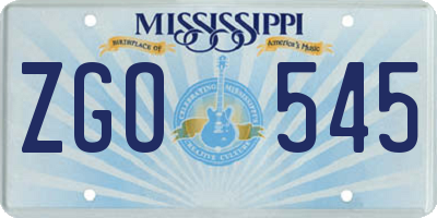 MS license plate ZGO545