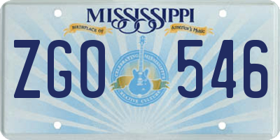 MS license plate ZGO546