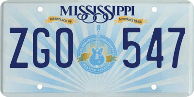 MS license plate ZGO547