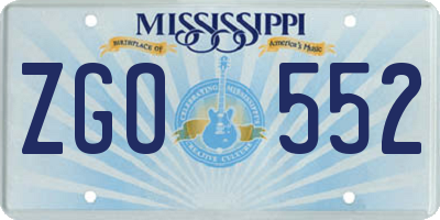 MS license plate ZGO552