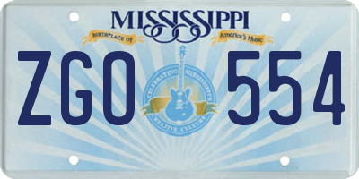 MS license plate ZGO554