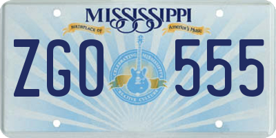 MS license plate ZGO555