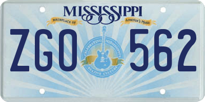 MS license plate ZGO562