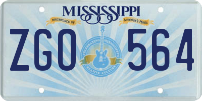 MS license plate ZGO564