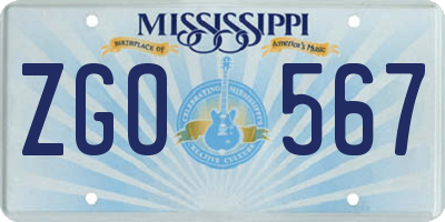 MS license plate ZGO567
