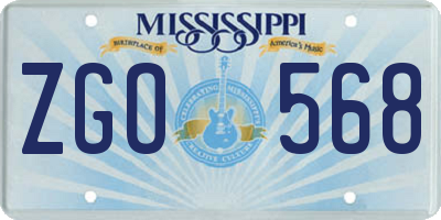 MS license plate ZGO568
