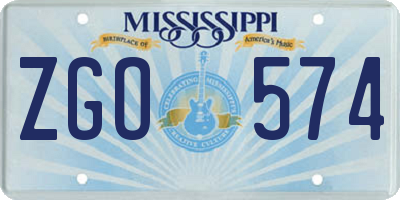 MS license plate ZGO574