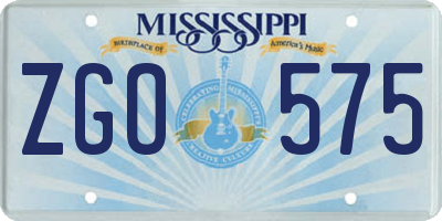 MS license plate ZGO575