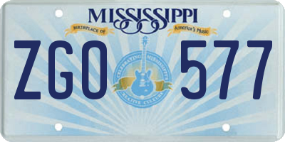 MS license plate ZGO577
