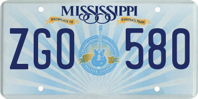 MS license plate ZGO580