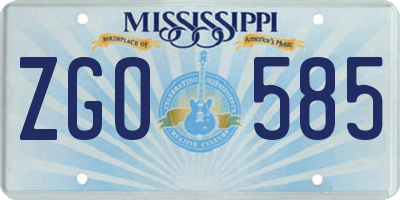 MS license plate ZGO585