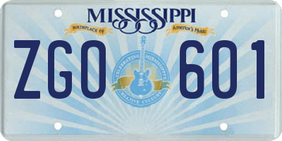 MS license plate ZGO601