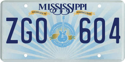 MS license plate ZGO604