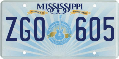 MS license plate ZGO605
