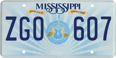 MS license plate ZGO607