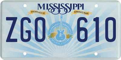 MS license plate ZGO610