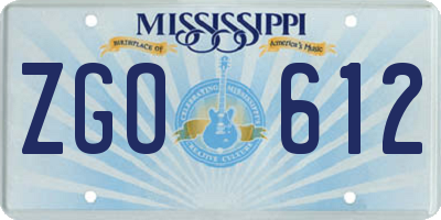 MS license plate ZGO612