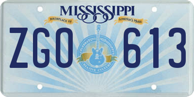 MS license plate ZGO613