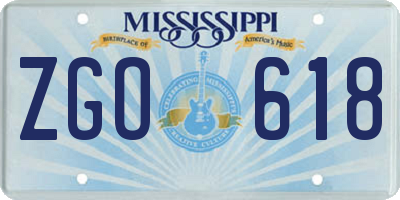 MS license plate ZGO618